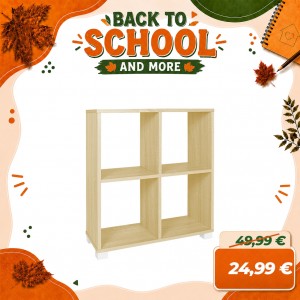 Libreria Scaffale in Legno dal Design Moderno | 4 scomparti (Frassino)