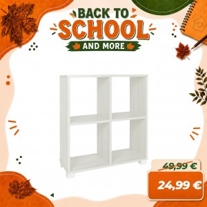 Libreria Scaffale in Legno dal Design Moderno | 4 scomparti (Rovere Sbiancato)
