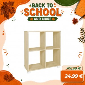 Libreria Scaffale in Legno dal Design Moderno | 4 scomparti (Rovere)