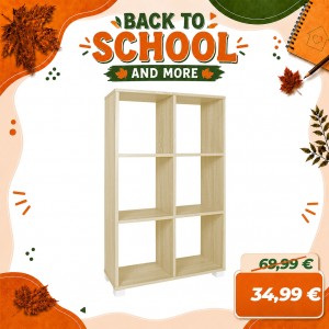 Libreria Scaffale in Legno dal Design Moderno | 6 scomparti  (Rovere)