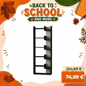Libreria in Legno con 6 Vani ZIGGY (Antracite/Bianco)