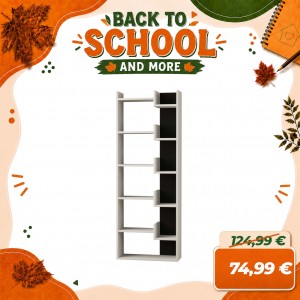 Libreria in Legno con 6 Vani ZIGGY (Bianco/Antracite)