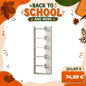 Libreria in Legno con 6 Vani ZIGGY (Bianco)