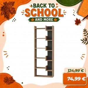 Libreria in Legno con 6 Vani ZIGGY (Naturale/Antracite)