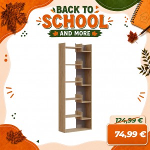 Libreria in Legno con 6 Vani ZIGGY (Naturale/Tortora)