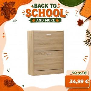 Scarpiera in Legno con ante a ribalta salvaspazio con doppio scompartimento (Rovere 2 Ante Art.100)