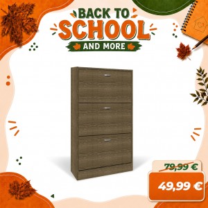 Scarpiera in Legno con ante a ribalta salvaspazio con doppio scompartimento (Rovere Cenere 3 Ante Art.101)
