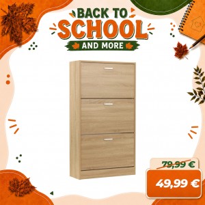 Scarpiera in Legno con ante a ribalta salvaspazio con doppio scompartimento (Rovere 3 Ante Art.101)