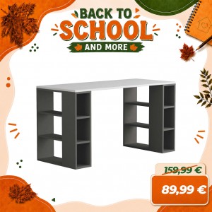 Scrivania da ufficio 140x60 cm in legno - CUBI (Bianco/Antracite)