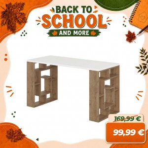 Scrivania DEDALO in Legno da Ufficio 140x60x75H (Bianco/Rovere Antico)