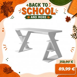 Scrivania da ufficio 137x60 cm in legno - PAPILLON (Bianco)