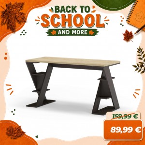Scrivanie da ufficio 137x60 cm in legno - PAPILLON (Naturale/Nero Lucido)