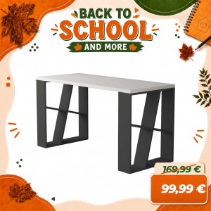 Scrivania RICHARD da Ufficio in Legno 137x60x75H (Bianco/Antracite)