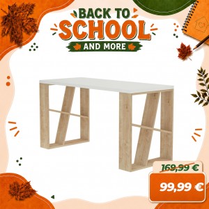 Scrivania RICHARD da Ufficio in Legno 137x60x75H (Bianco/Naturale)