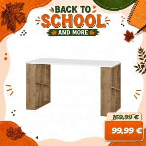 Scrivania RICHARD da Ufficio in Legno 137x60x75H (Bianco/Rovere Antico)