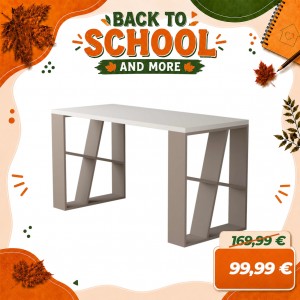 Scrivania RICHARD da Ufficio in Legno 137x60x75H (Bianco/Tortora)