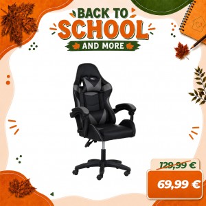 Sedia GAMING Ergonomica Reclinabile Girevole con cuscini in similpelle (Grigio)