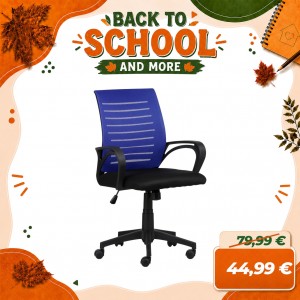 Sedia Poltrona Ufficio ASTRA con Braccioli, Girevole 360°, Altezza Regolabile, Ergonomica (Blu)