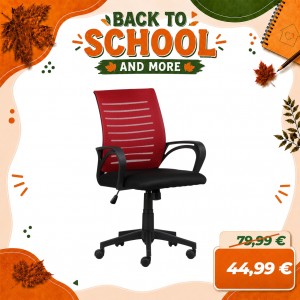 Sedia Poltrona Ufficio ASTRA con Braccioli, Girevole 360°, Altezza Regolabile, Ergonomica (Rosso)