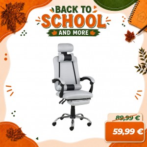 Sedia Ufficio BETA Gaming Ergonomica Reclinabile Girevole con cuscini e poggiapiedi con rotelle e poggiatesta (Grigio)