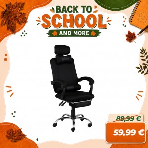 Sedia Ufficio BETA Gaming Ergonomica Reclinabile Girevole con cuscini e poggiapiedi con rotelle e poggiatesta (Nero)