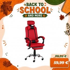 Sedia Ufficio BETA Gaming Ergonomica Reclinabile Girevole con cuscini e poggiapiedi con rotelle e poggiatesta (Rosso)