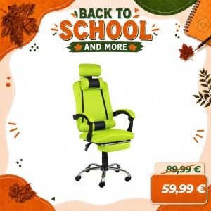 Sedia Ufficio BETA Gaming Ergonomica Reclinabile Girevole con cuscini e poggiapiedi con rotelle e poggiatesta (Verde)