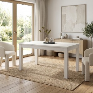 Vista ambientata Tavolo Allungabile Made in Italy colore Bianco Frassino modello Empoli Totò Piccinni