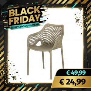 Sedia in Plastica da Giardino in Polipropilene con Braccioli - POLTRONA LOREN (Tortora)