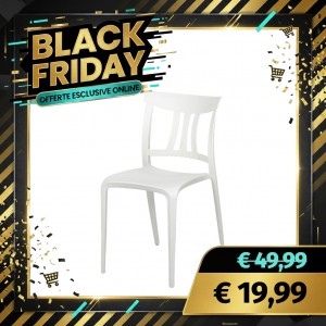 Sedia in Polipropilene SILVY Design moderno ed Impilabile per interno ed esterno (Bianco)