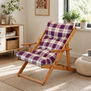 Vista ambientata poltrona sedia sdraio harmony relax in legno pieghevole bordeaux Totò Piccinni