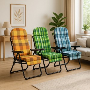  Copertina Poltrona Sedia Sdraio con Poggiapiedi estendibile in metallo struttura verde - scozzese verde modello Sofia Totò Piccinni