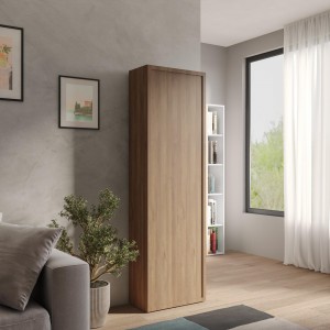 Vista ambientata Colonna multiuso con anta reversibile con cornice colore rovere mercure 55x186h modello Modula Totò Piccinni