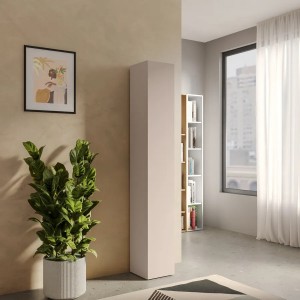 Vista ambientata Colonna multiuso in legno con anta reversibile colore cashmere 28x186h modello modula Totò Piccinni