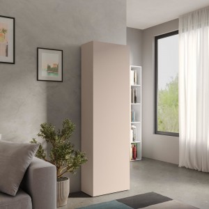 Vista ambientata Colonna multiuso con anta reversibile colore cashmere 55x186h modello Modula Totò Piccinni