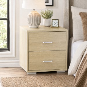 Vista ambientata Comodini per camera da letto in legno colore Rovere con 2 cassetti Totò Piccinni 