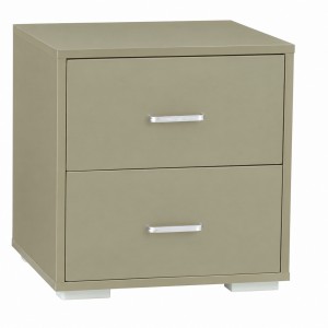 Vista diagoanale Comodino moderno in legno colore "tortora" con 2 cassetti Totò Piccinni