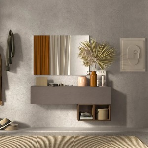 Vista ambientata Consolle in legno 138x29x56h colore "bronzo - rovere mercure" modello Modula Totò Piccinni