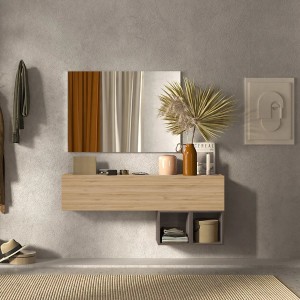 Vista ambientata Consolle in legno 138x29x56h colore "rovere cadiz - bronzo" modello Modula Totò Piccinni