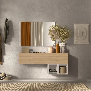 Vista ambientata Consolle in legno 138x29x56h colore "rovere cadiz - cashmere" modello Modula Totò Piccinni