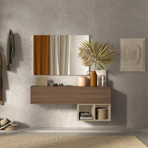 Vista ambientata Consolle in legno 138x29x56h colore "rovere mercure - argilla" modello Modula Totò Piccinni