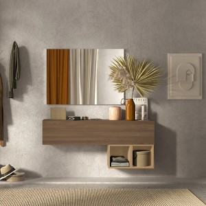 Vista ambientata Consolle in legno 138x29x56h colore "rovere mercure - rovere cadiz" modello Modula Totò Piccinni