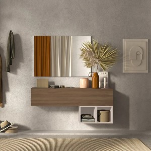 Vista ambientata Consolle in legno 138x29x56h colore "rovere mercure - cashmere" modello Modula Totò Piccinni