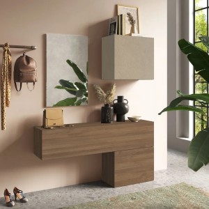 Vista ambientata Consolle da terra in legno 138x29x170h colore "argilla - rovere mercure" modello Modula Totò Piccinni