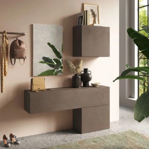 Vista ambientata Consolle da terra in legno 138x29x170h colore "bronzo" modello Modula Totò Piccinni