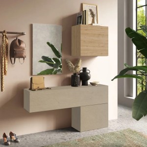 Vista ambientata Consolle da terra in legno 138x29x170h colore "rovere cadiz - argilla" modello Modula Totò Piccinni