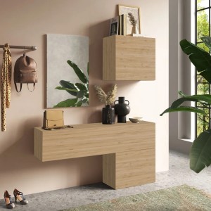 Vista ambientata Consolle da terra in legno 138x29x170h colore "rovere cadiz" modello Modula Totò Piccinni