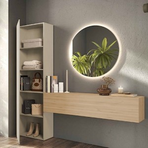 Vista ambientata Consolle ingresso in legno 192x30x186h colore "argilla - rovere cadiz" modello Modula Totò Piccinni