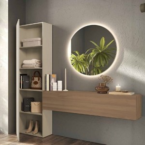 Vista ambientata Consolle ingresso in legno 192x30x186h colore "argilla - rovere mercure" modello Modula Totò Piccinni