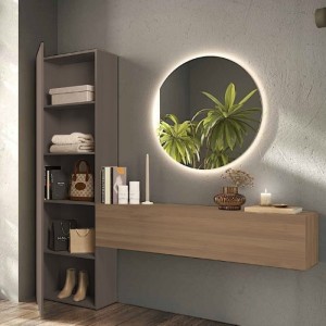 Vista ambientata Consolle ingresso in legno 192x30x186h colore "bronzo - rovere mercure" modello Modula Totò Piccinni